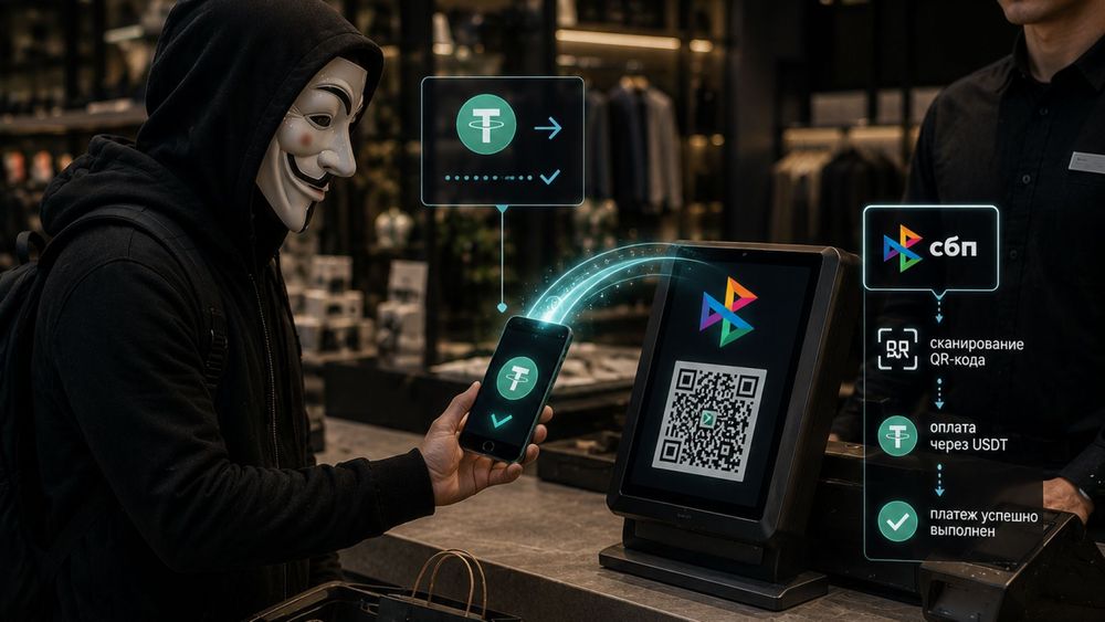 Crypto payment via QR code at a store checkout